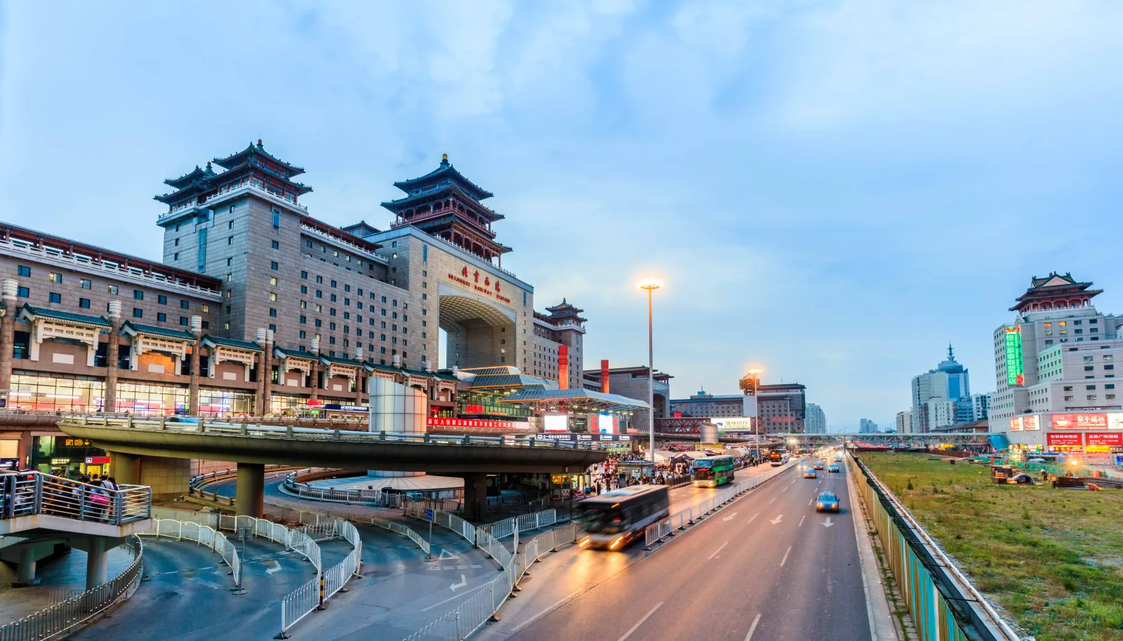 Beijing West Railway Station facade and approach road from the company brochure image archive