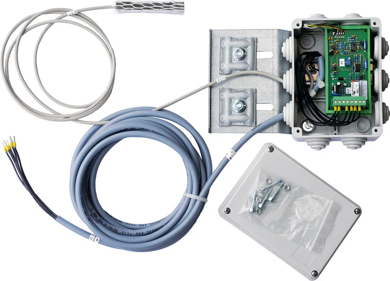 Electrical interface box with a circuit board, terminals and cables
