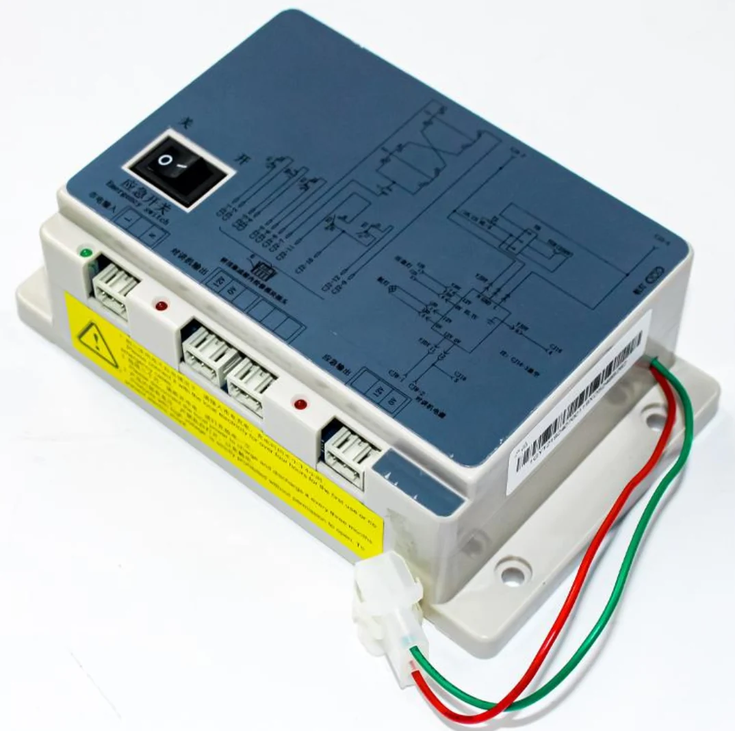Electrical power module with a switch, connectors and a printed circuit diagram